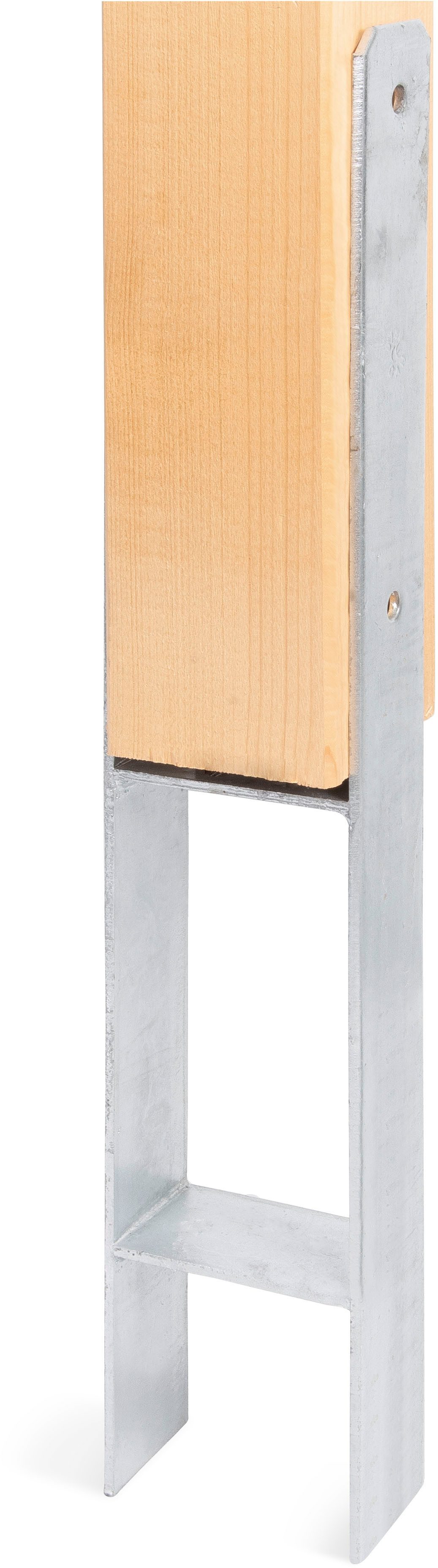 Alberts H-Pfostenanker, zum Einbetonieren, Materialstärke 5 mm, lichte Breite 101 mm, Höhe 600 mm