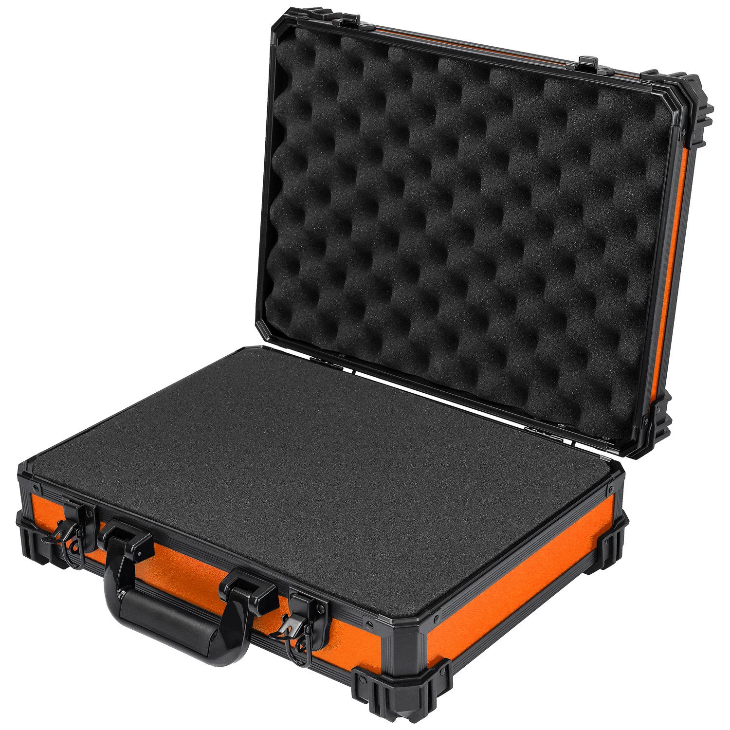 HMF Werkzeugkoffer Transportkoffer mit Noppen- & Rasterschaumstoff, Universalkoffer für, Kamera, Messgeräte & Tabletop-Miniaturen, 39 x 29 x 12 cm, Orange