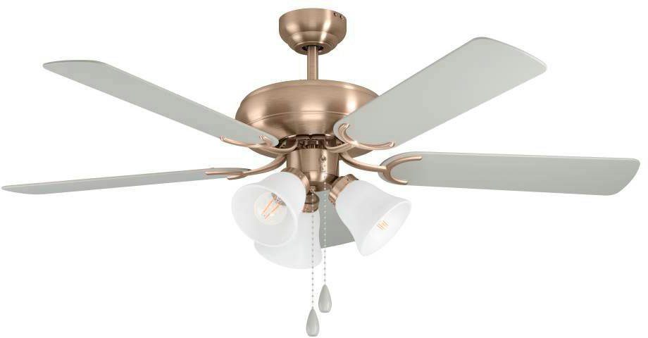 Deckenventilator Las Palmas, 3xE27, Zugschalter, nickel matt günstig online kaufen