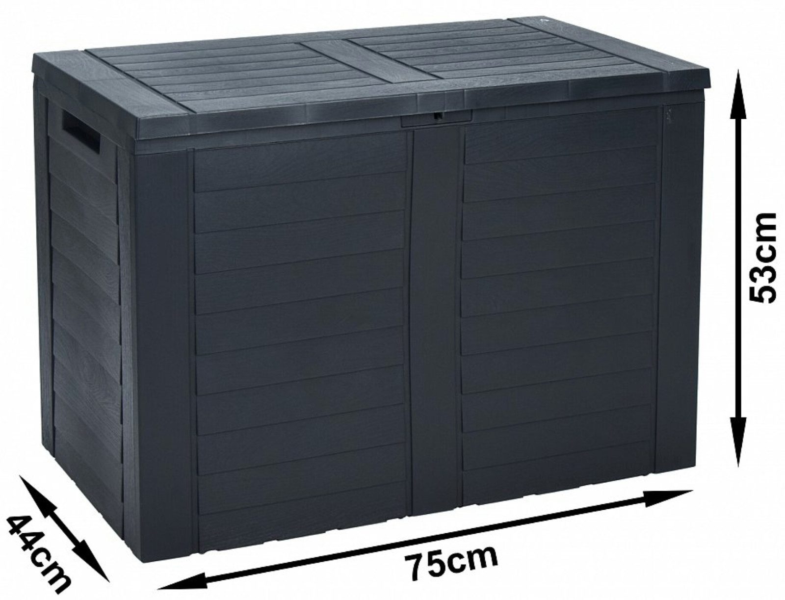 Koopman Kissenbox Gartenkiste 75X44X53 cm 170 L Bausatz Montage (1 St), Einfaches Stecksystem, Anthrazit, 190 Liter, Kunststoff, mit Deckel