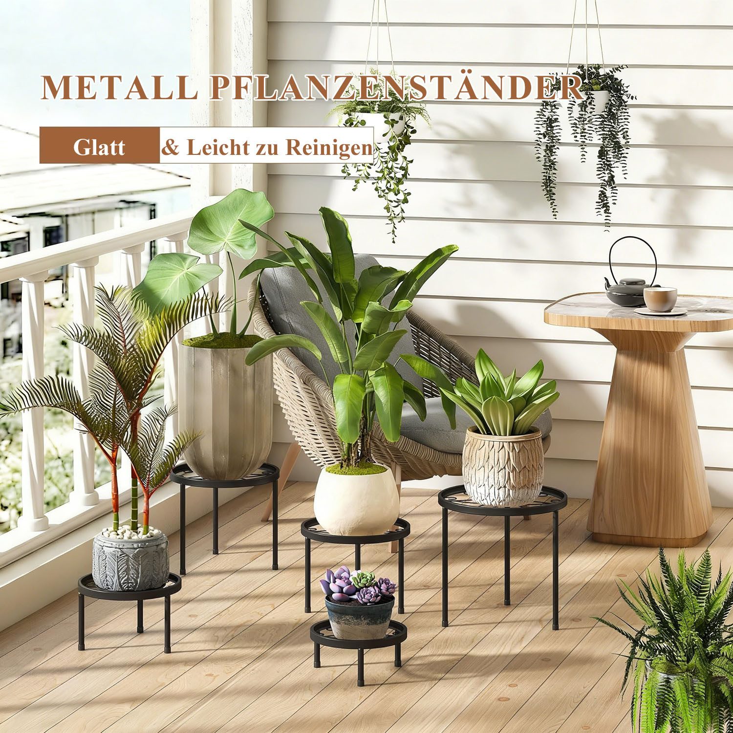 SURFOU Blumenständer 5er-Set Pflanzenständer Blumenhocker Pflanzenregal Blumenregal (aus Metall für Innen Außen Garten Pflanzen Blumentopf Ständer, für Pflanzentreppe Anti-Rost Eisen Display Rack), für Haus & Garten Dekoration