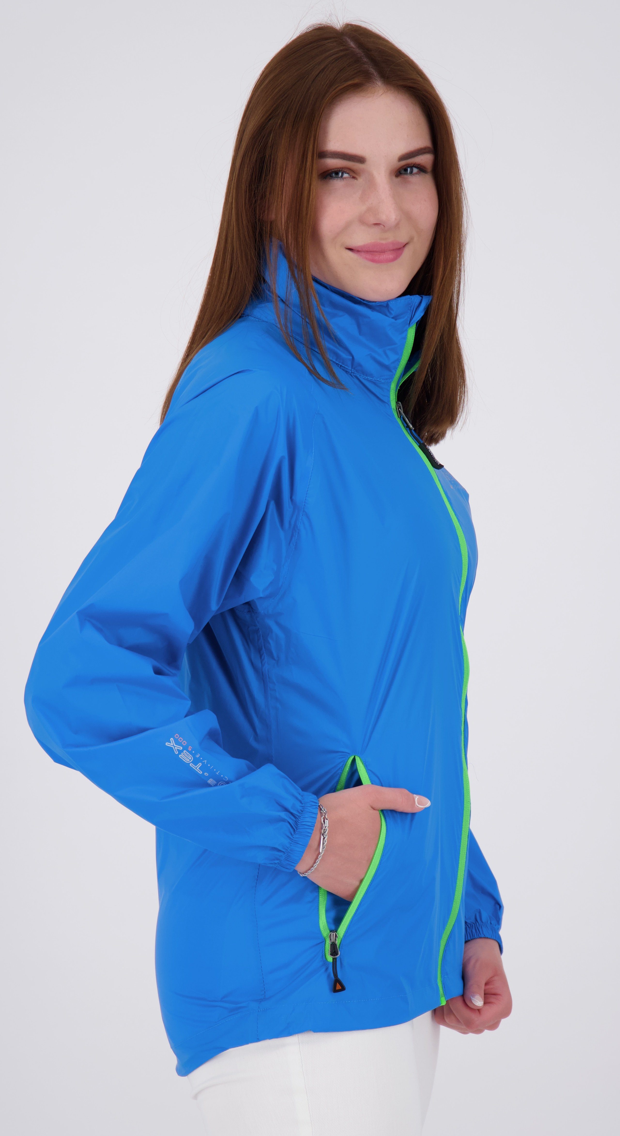 in auch light II mitgelieferter WOMEN Regenjacke ROBSON Größen CS DEPROC großen Packbeutel erhältlich, blue Active