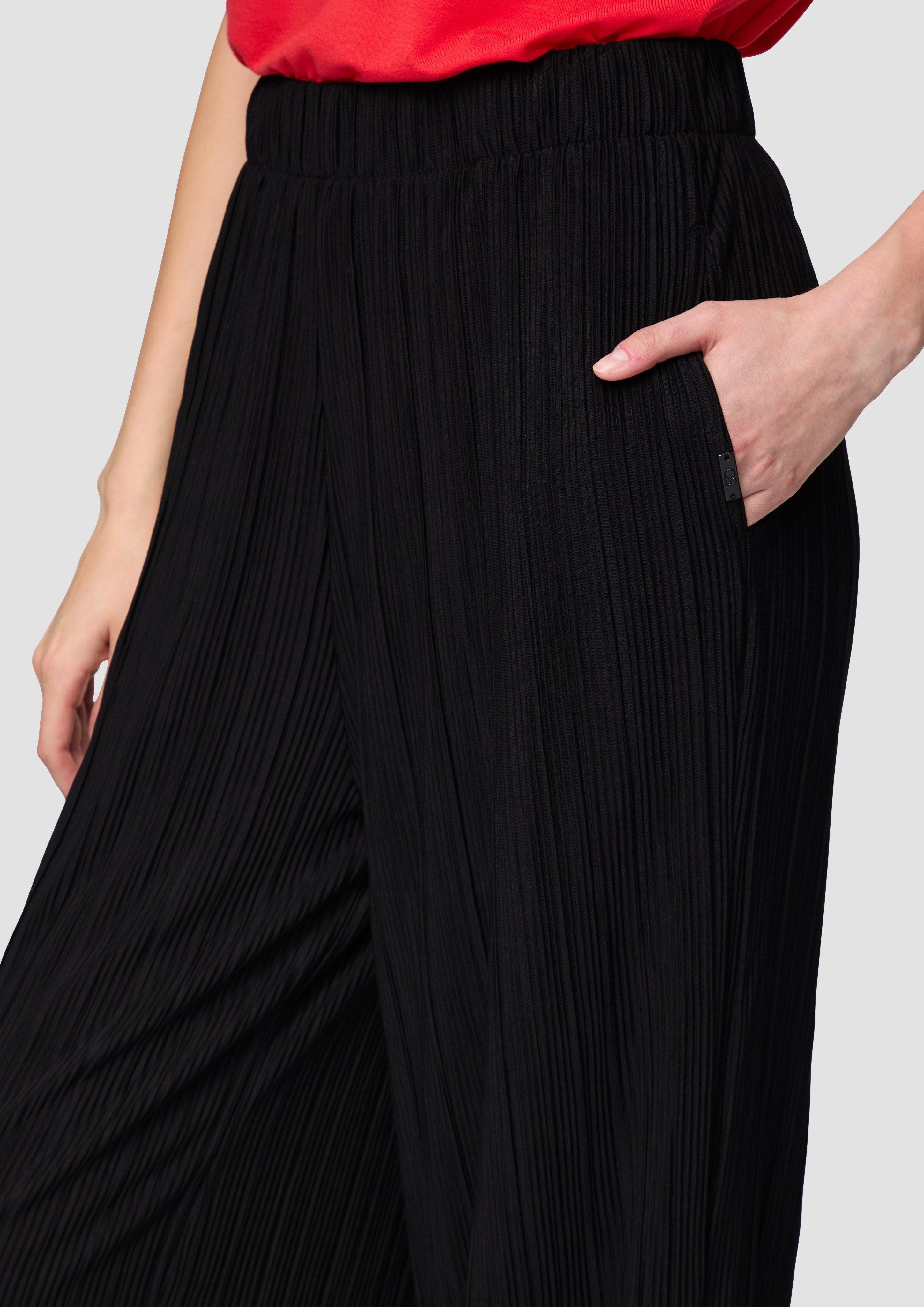 QS Stoffhose Plissierte Jersey-Hose mit Elastikbund günstig online kaufen