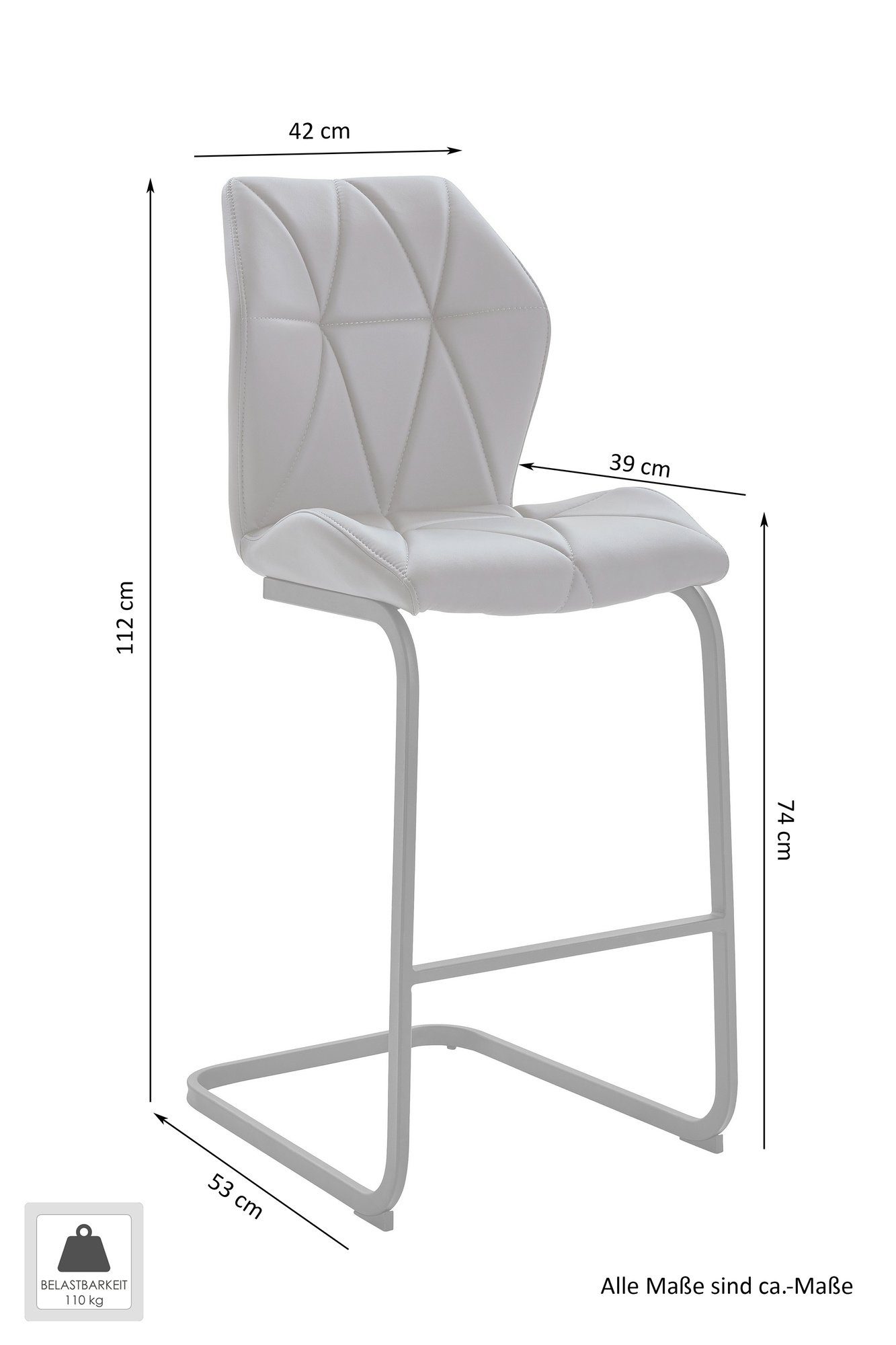 IMKE (BxHxT: in möbelando cm), Bistrostuhl 45x109x51 schwarz