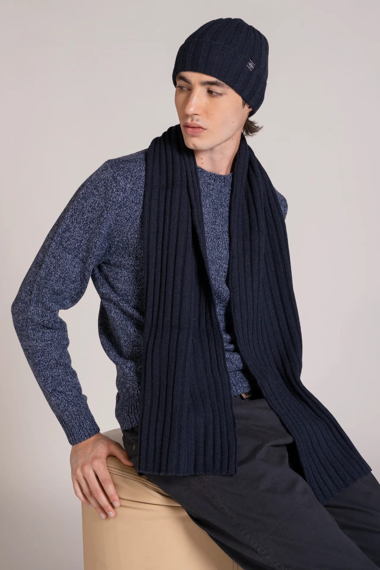 IMPURE Strickschal SCARF LAMBSWOOL NAVY