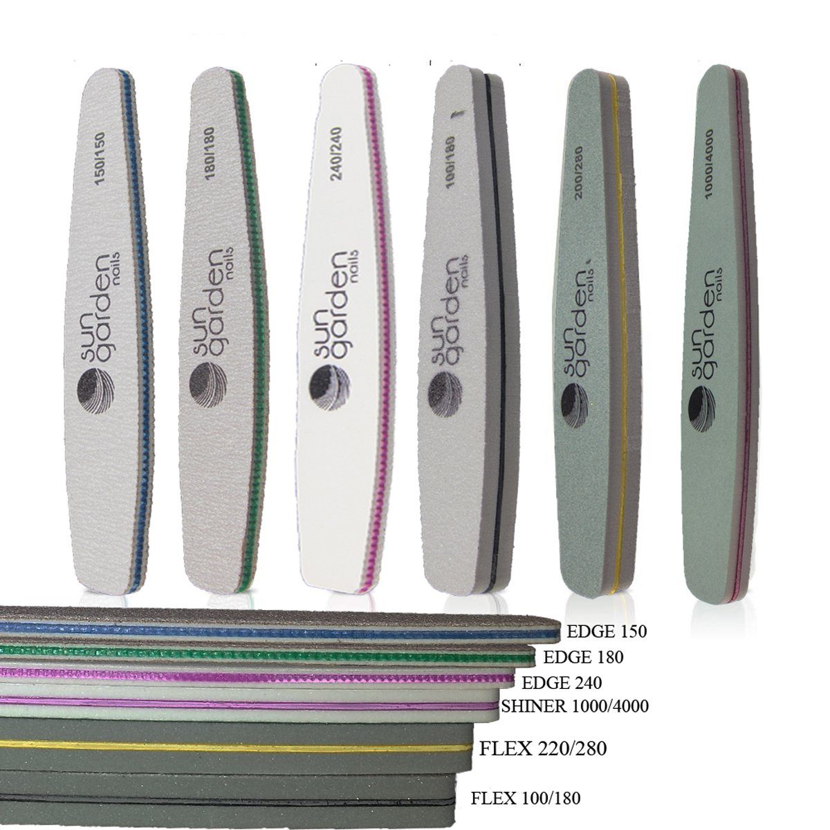 Sun Garden Nails Sandblatt-Nagelfeile Base Tools Feilenset - Nagelfeile, Gel-Nagelfeilen-Set