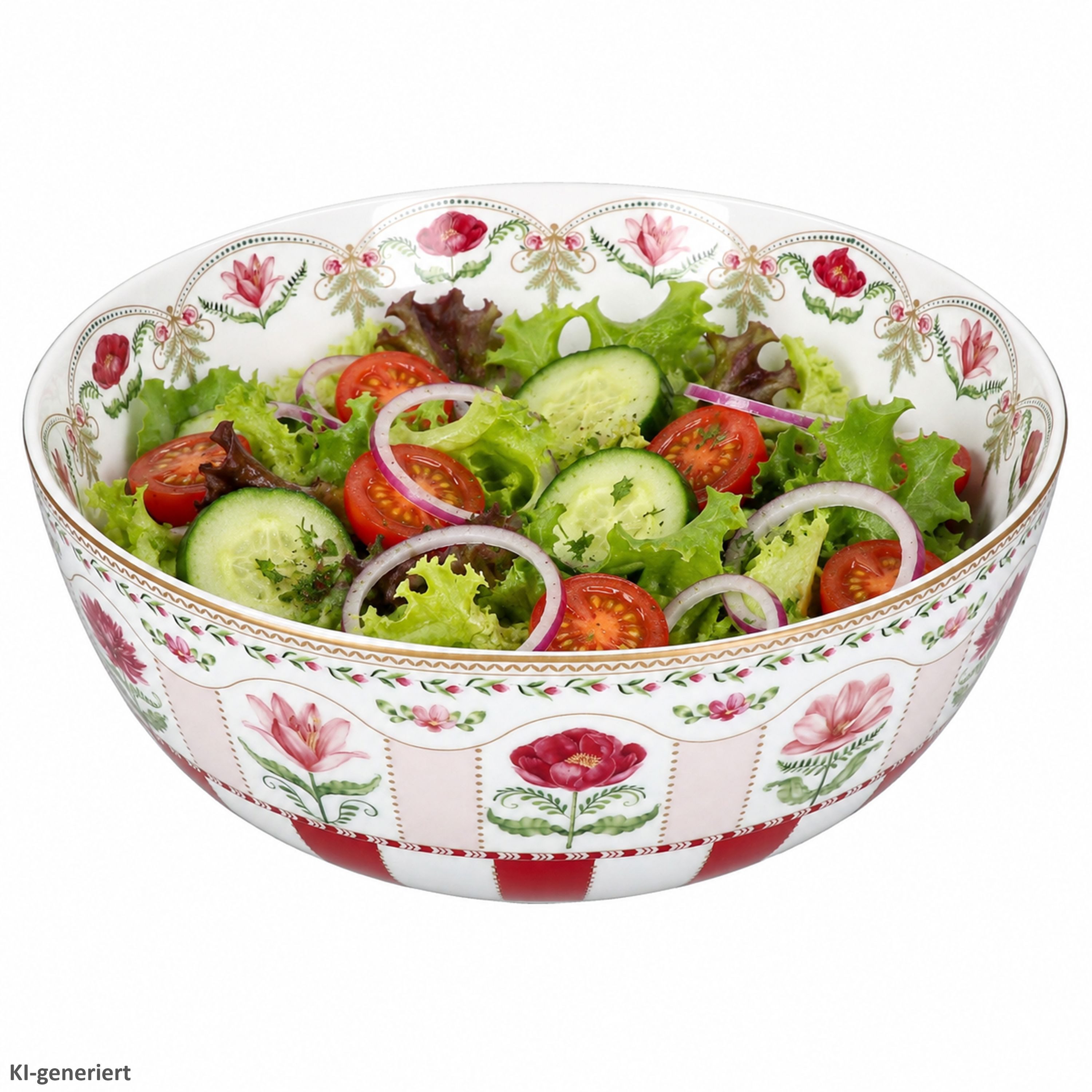 MamboCat Müslischale Flowery Servierschüssel Ø23cm Blumen Porzellan Salatschale floral Obst, Porzellan