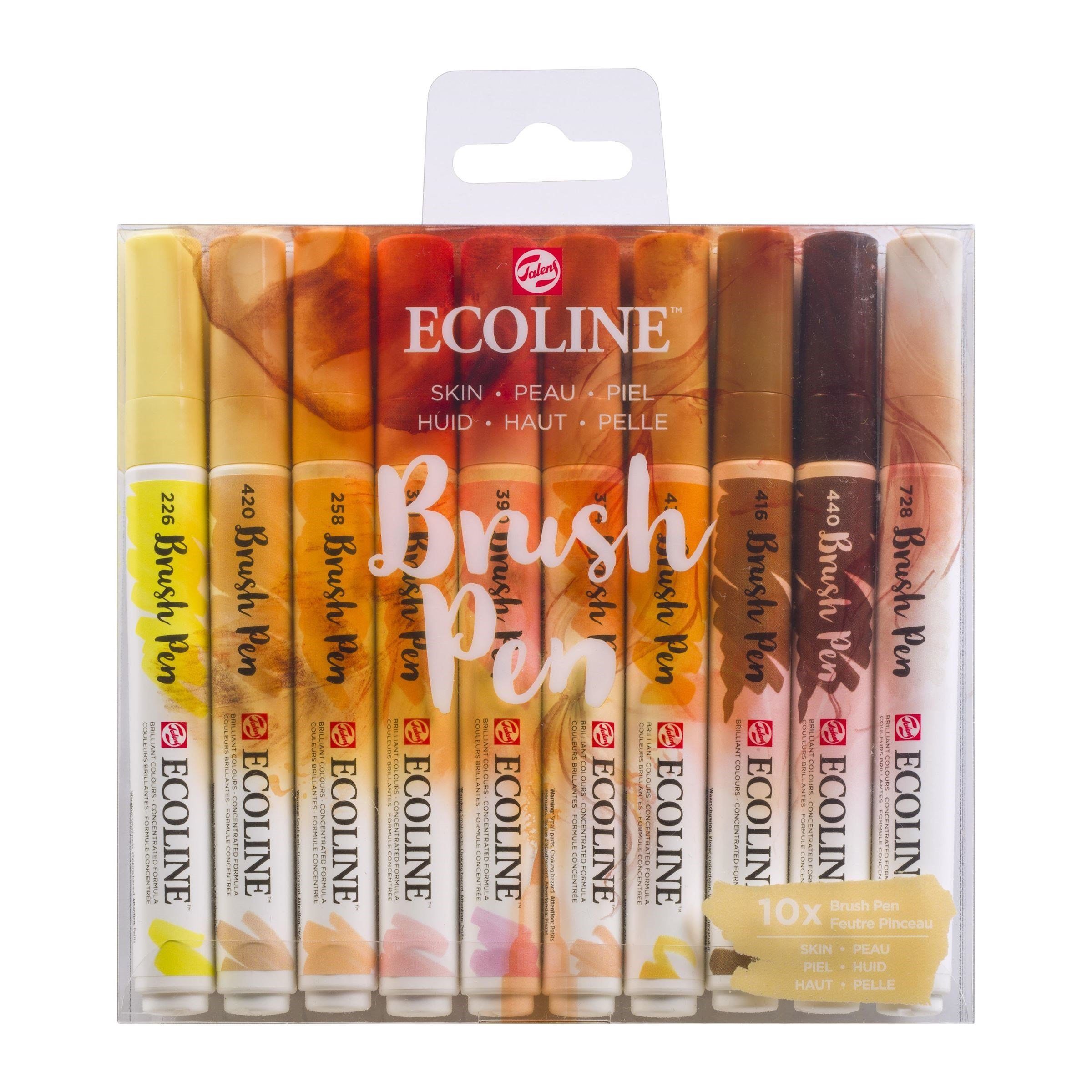 Talens Aquarellstifte ECOLINE Brushpen Set 10 verschiedene Farben - Haut