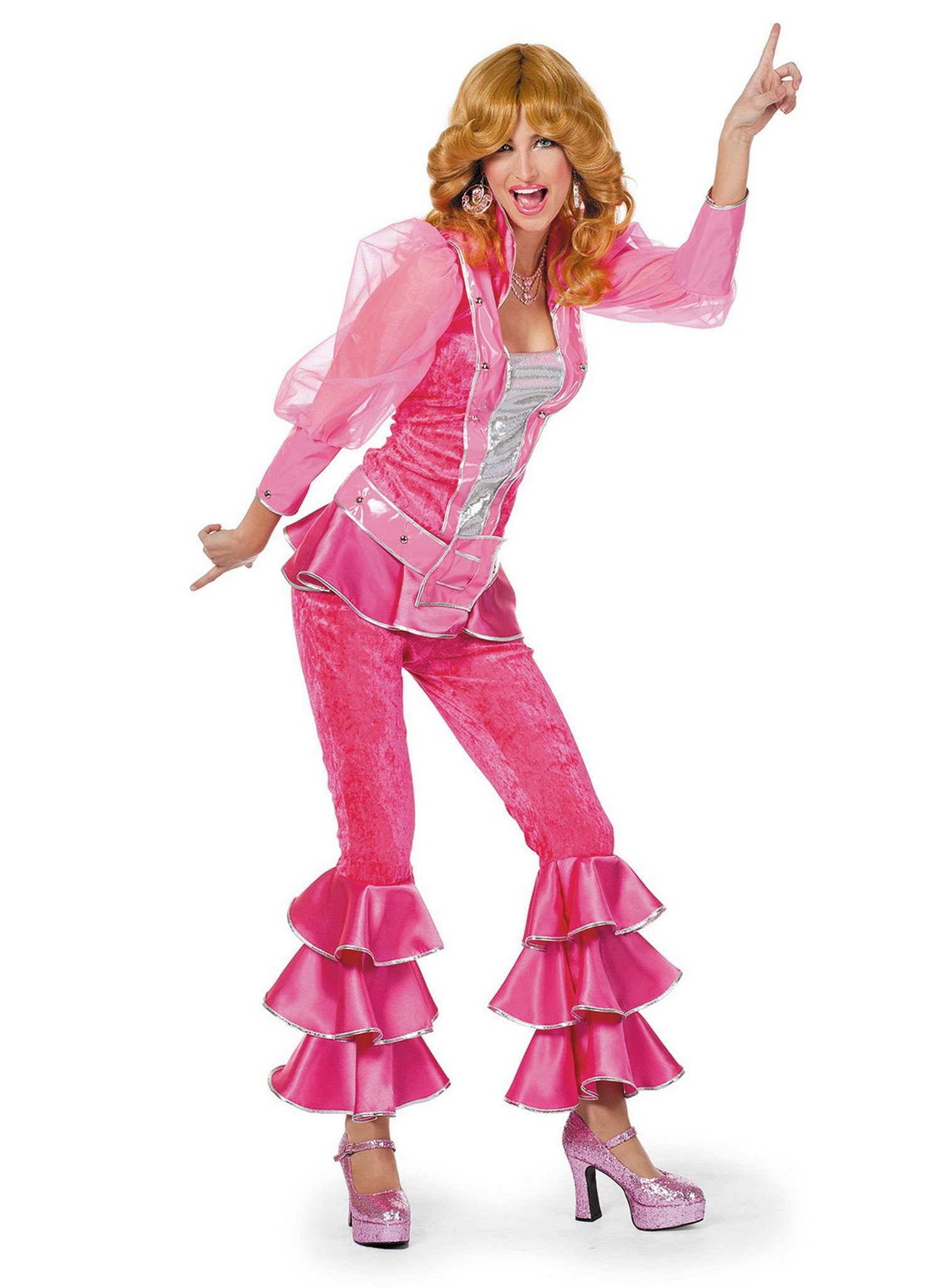 Metamorph Kostüm Mamma Mia Disco Kostüm pink, Abba hallo: 70er Jahre Disco Outfit für den Schlagermove