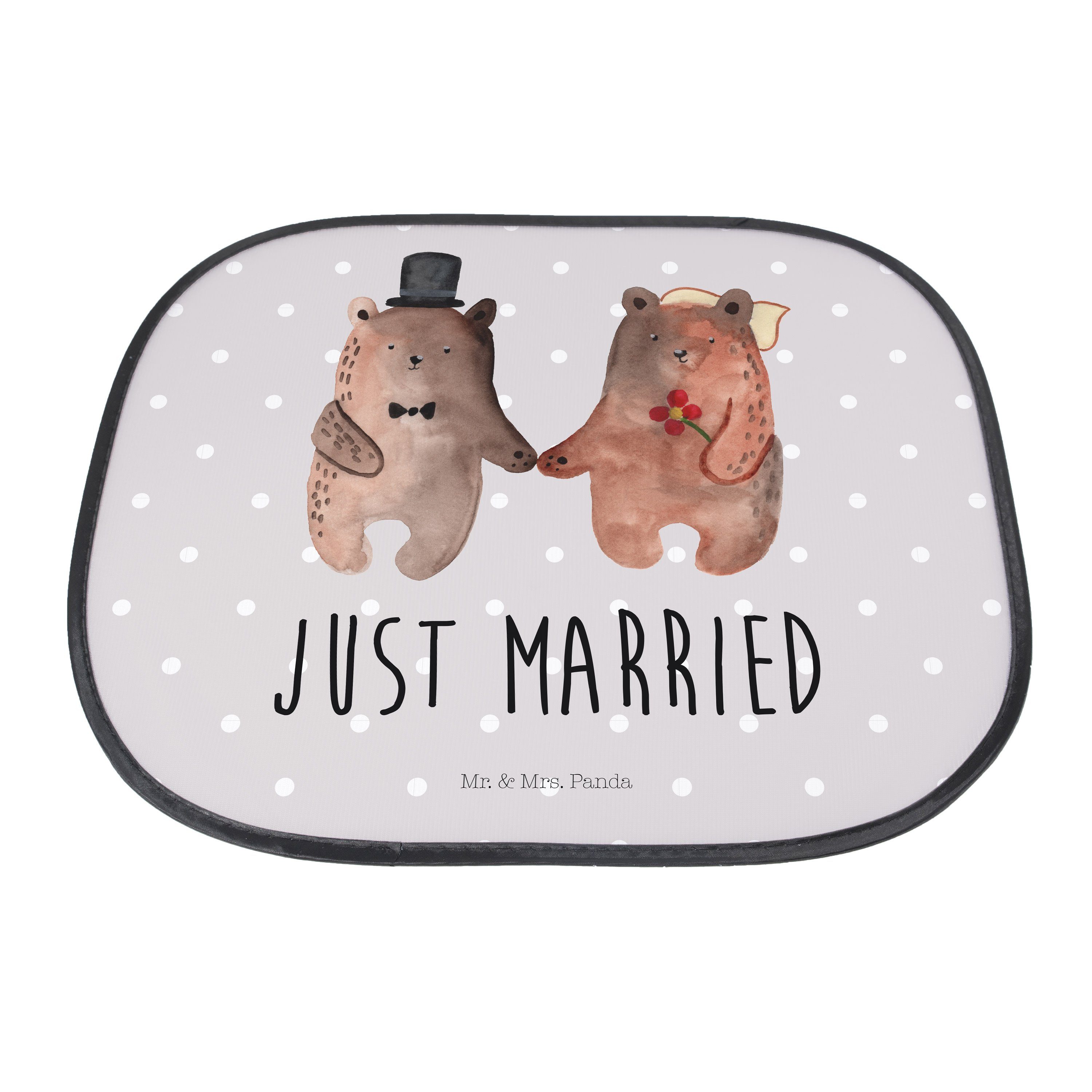 Seidenmatt Mrs. - Heirat Panda, Sonne - Bä, Teddy, Auto, Geschenk, Mr. Pastell Teddybär, Grau & Sonnenschutz Bär