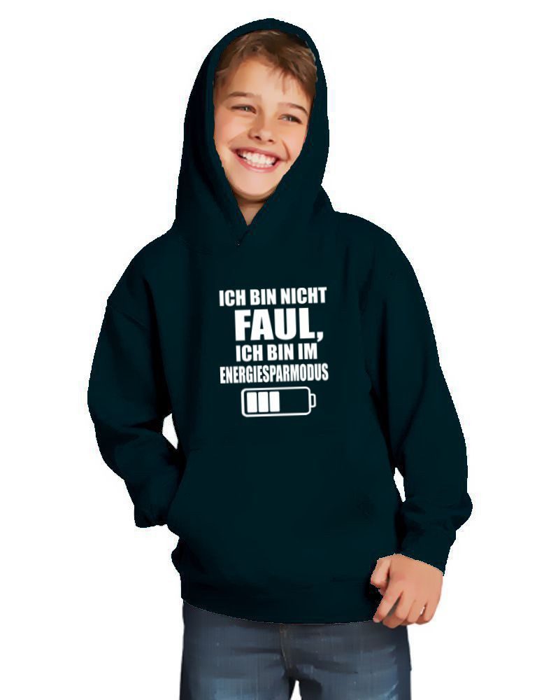 Kapuzensweatshirt Ich bin nicht Faul, ich bin im Energiesparmodus Hoodie 128-164