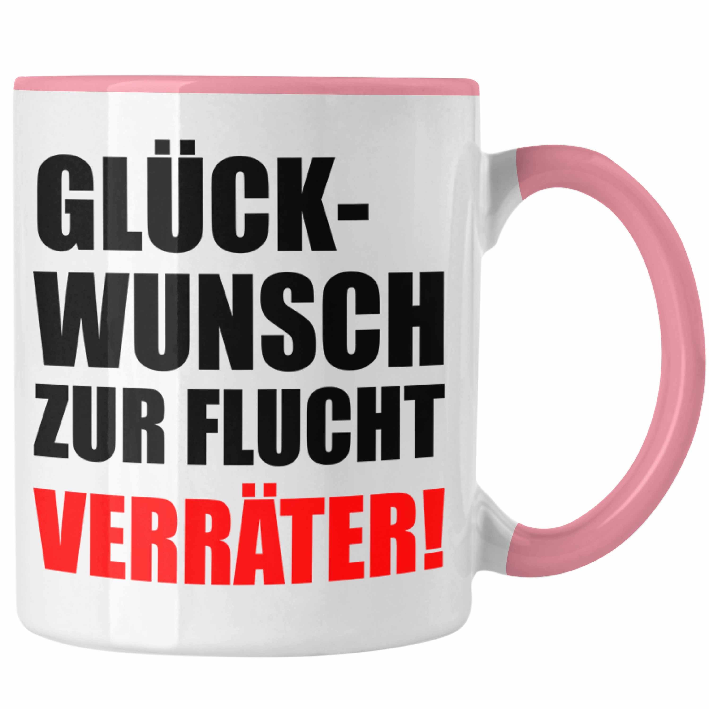 Trendation Tasse Trendation Flucht Glückwunsch Sprüche - Abschiedsgeschenk Kollegin Kollege Geschenk Zur Jobwechsel Lustig Kaffeetasse Rosa