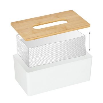 relaxdays Papiertuchbox 3 x weiße Tücherbox mit Bambusdeckel
