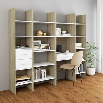 furnicato Bücherregal Weiß und Sonoma-Eiche 60x35x180 cm Holzwerkstoff