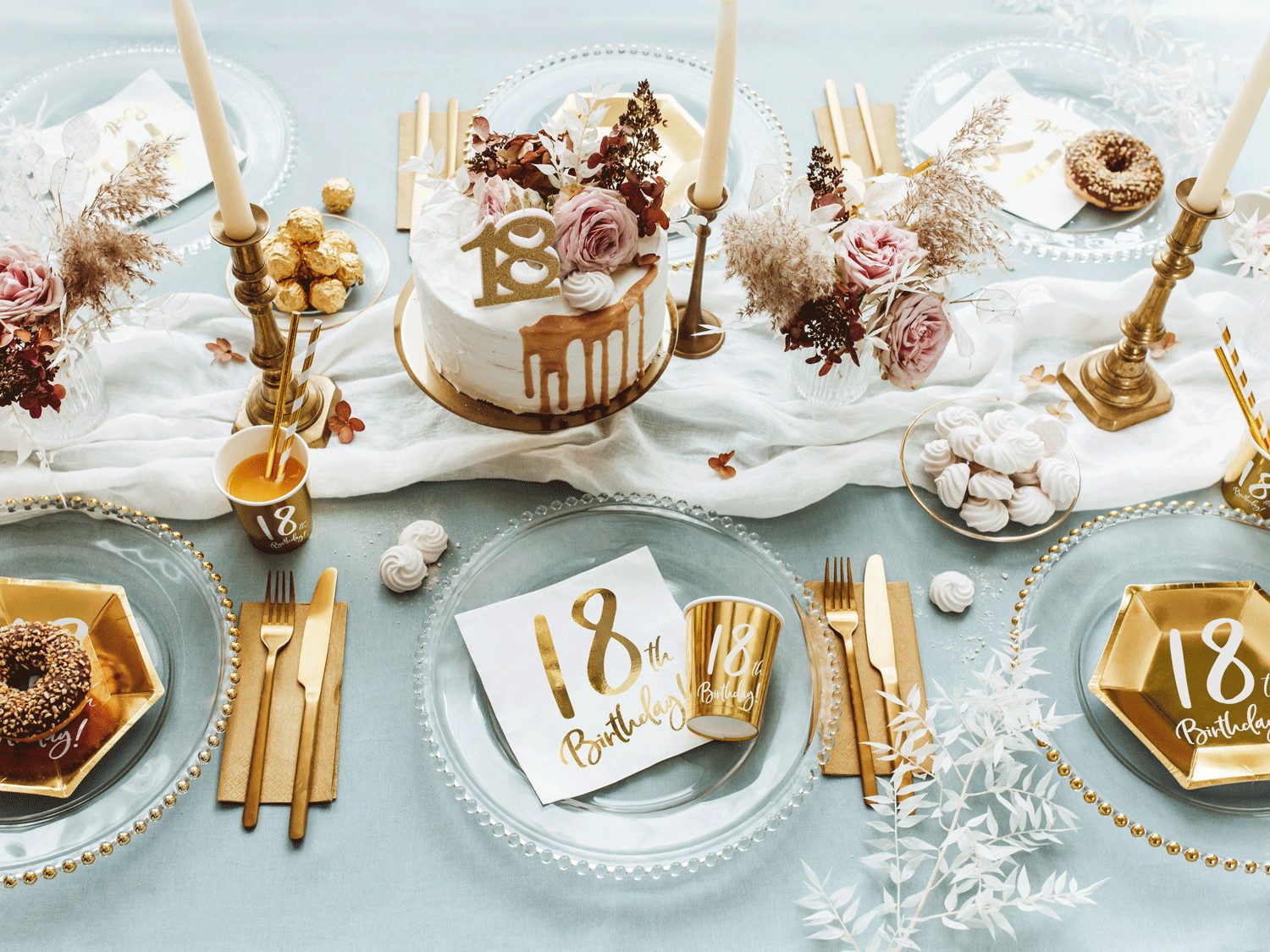 partydeco Geburtstagskerze, Geburtstagskerzen 18 Jahre 7.5cm, gold / glitzer