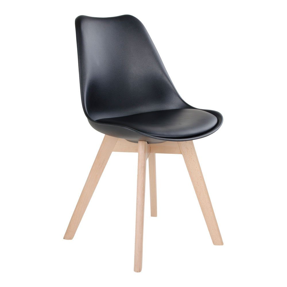 Stuhl DELMO Design schwarz (2er Set) LebensWohnArt Holzbeine + Stuhl