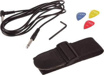 RockJam E-Gitarre Full Size Electric Guitar Kit mit 10-Watt Guitar Amp, 6-St., Unterricht, Gurt, Gigbag, Plektren, Whammy, Kabel und Ersatzsaiten.