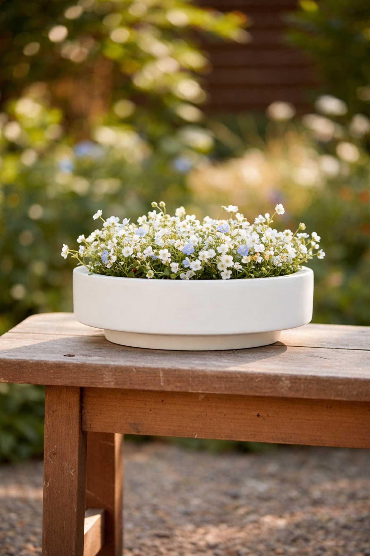 VIVANNO Pflanzschale Fiberglas ESCADA LOW Schale - Weiß Matt (1 St), 30x9 cm