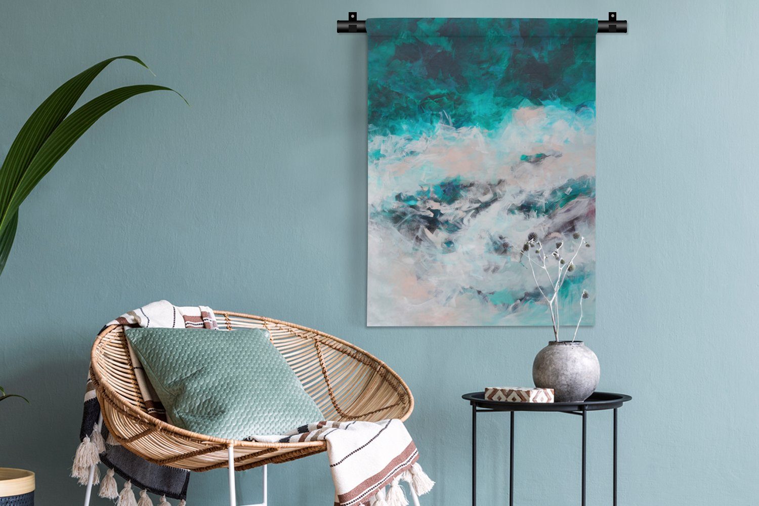 Wanddekoobjekt Blau - Wand, Deko Tapisserie, Wohnzimmer, - Farbe, der Meer - an Abstrakt MuchoWow Schlafzimmer für