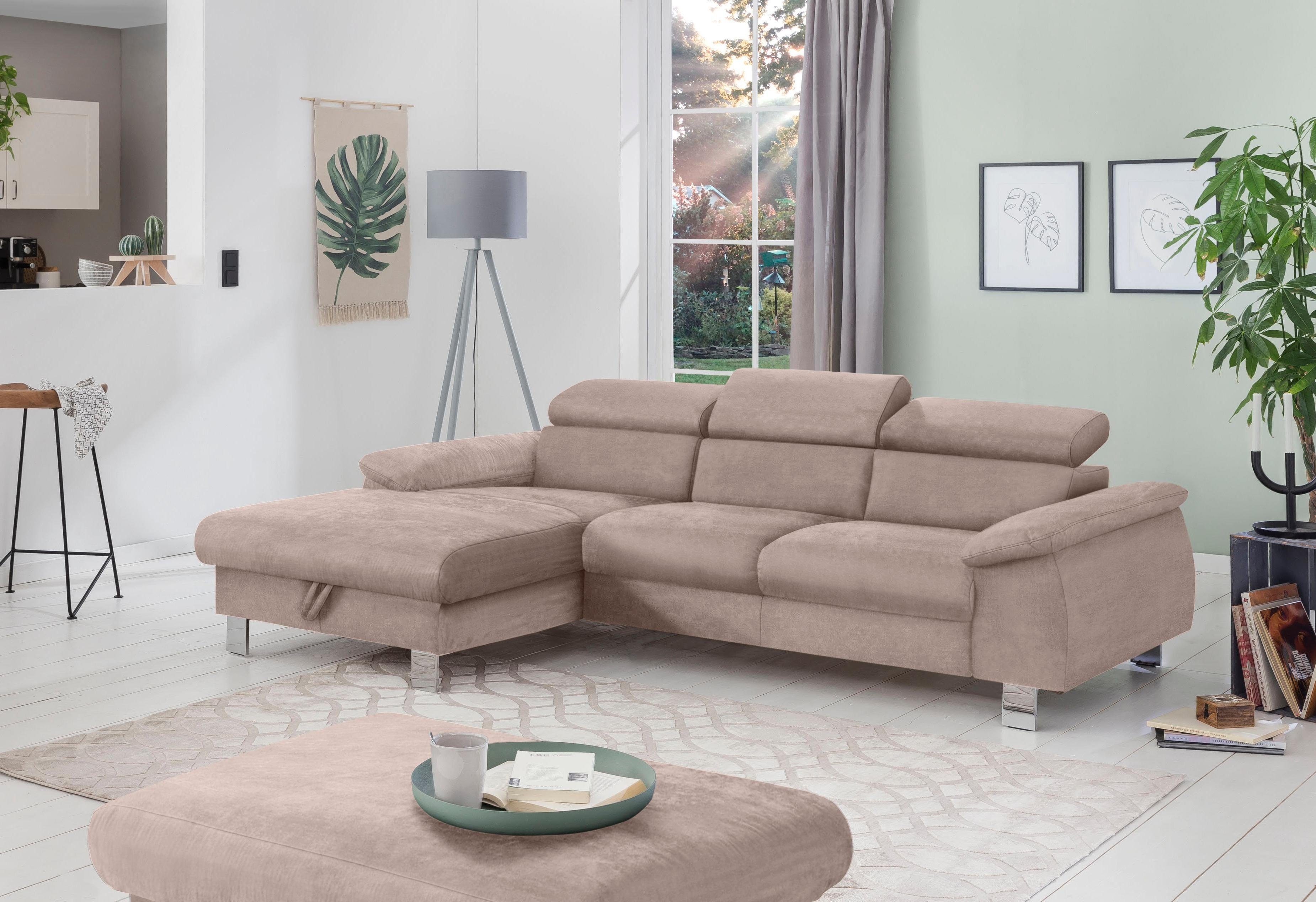COTTA Ecksofa "Komaris L-Form, B: 244 cm" mit Kopfteilverstellung, optional günstig online kaufen