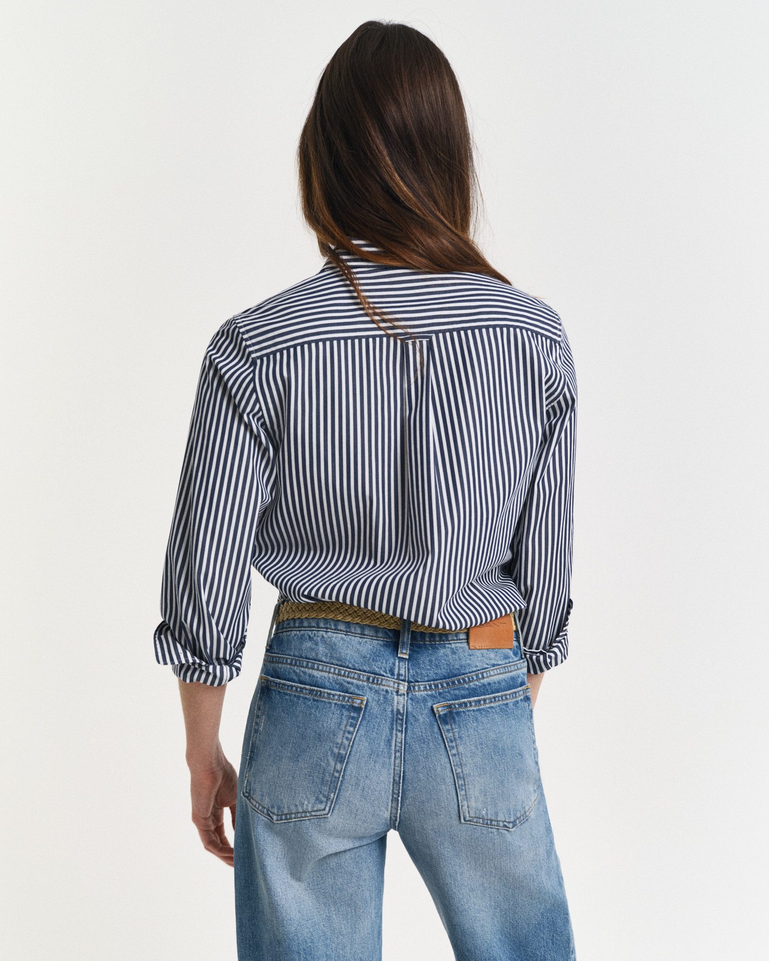 Gant Hemdbluse REG POPLIN STRIPED SHIRT mit einer kleinen Logostickerei auf der Brust