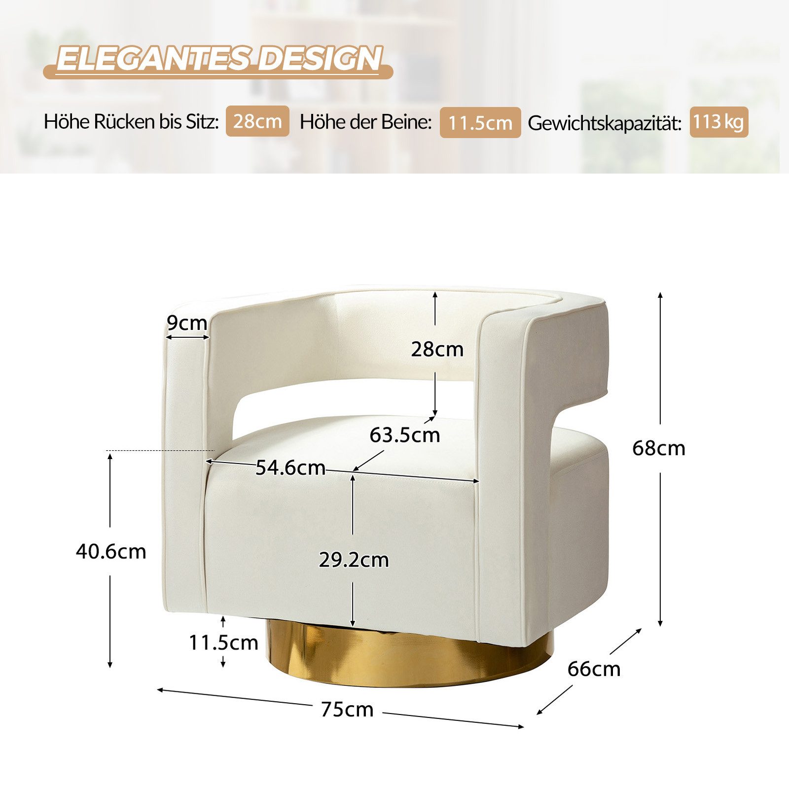 HULALA HOME Drehsessel Club-Sessel moderner Sessel, günstig online kaufen