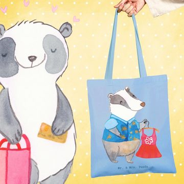 Mr. & Mrs. Panda Tragetasche Modeverkäuferin Herz - Sky Blue - Geschenk, Kollege, Fashion Store, B (1-tlg), Design-Highlight