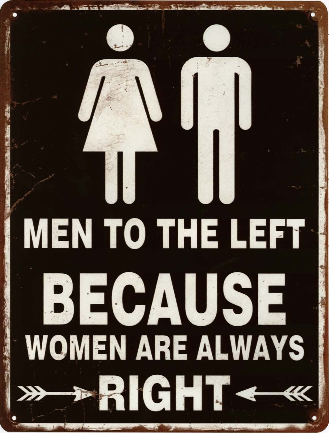 Moritz Metallschild Blechschild Men Left Women Always Right, (Einzeln), 25 x 33 cm Vintage Retro Deko Schild Metallschild Wandbild Schild