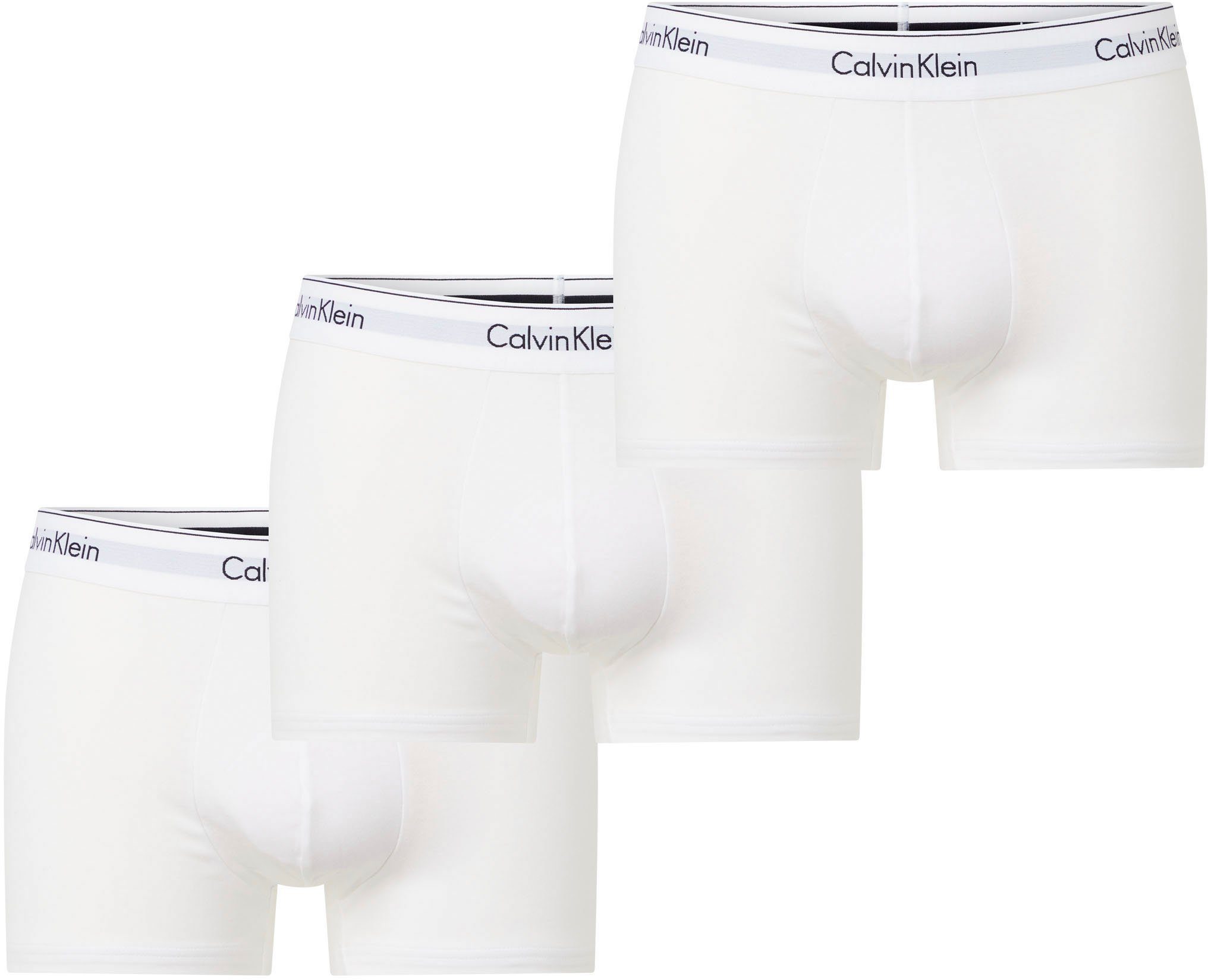 3er-Pack) Calvin mit Logoschriftzug Underwear Boxer 3-St., (Packung, weiß am Wäschebund Klein