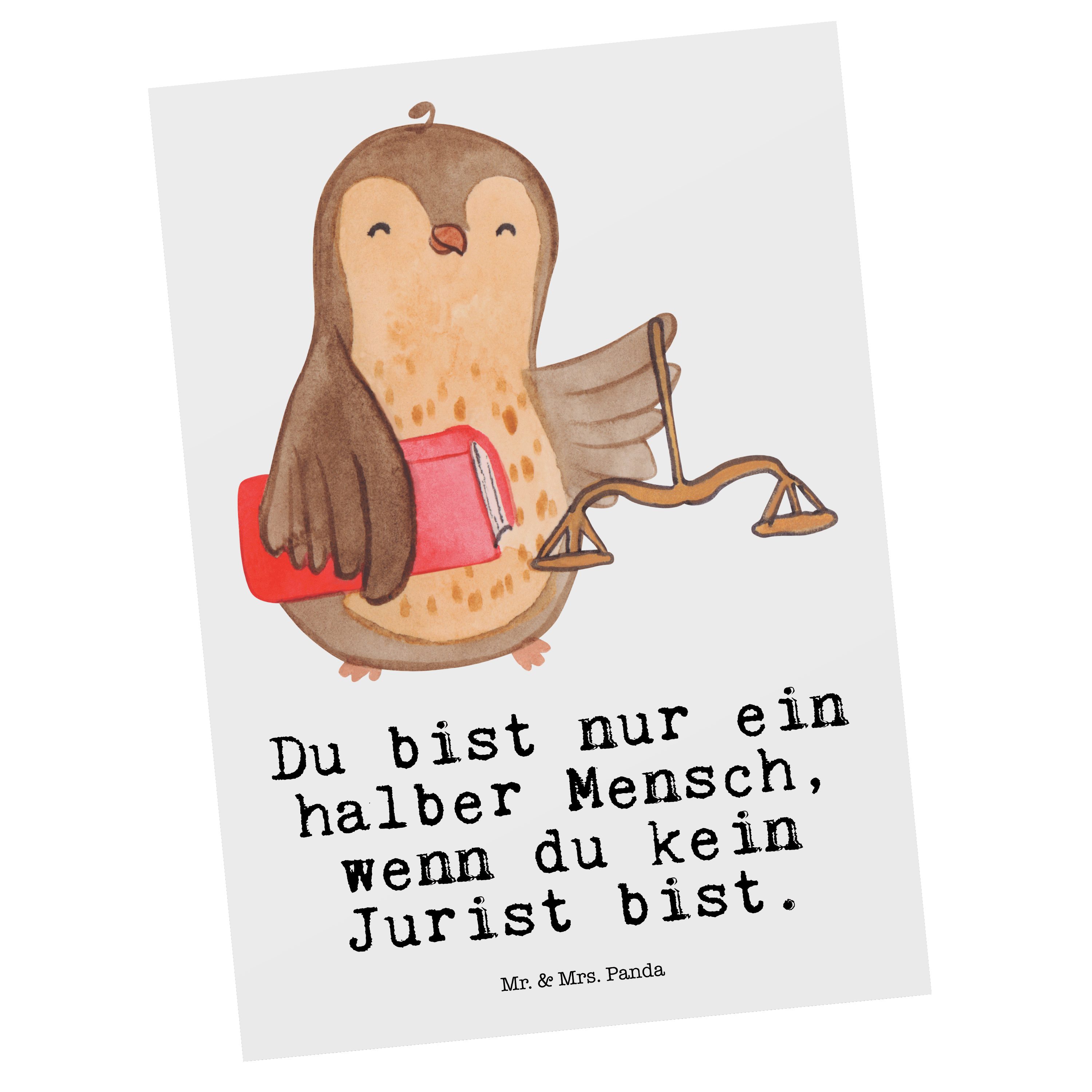 Jurist & Mrs. Jurastudent, Mr. Herz mit Rente, Postkarte laws Master Weiß - Geschenk, - Panda of