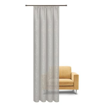 Vorhang Elegante Vorhang GEORGIA 100% Bio-Baumwolle Hellgrau 140 / 245cm Schal mit Band & Tunnelzug, GOTS zertifiziert, Gerster, Kräuselband (1 St), halbtransparent