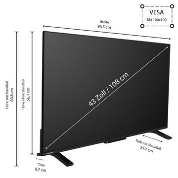 Toshiba 43QV2363DAW QLED-Fernseher (108 cm/43 Zoll, 4K Ultra HD, VIDAA Smart TV, Dolby Vision HDR, Triple-Tuner, VIDAA U6, Dolby Audio, Alexa-fähig)