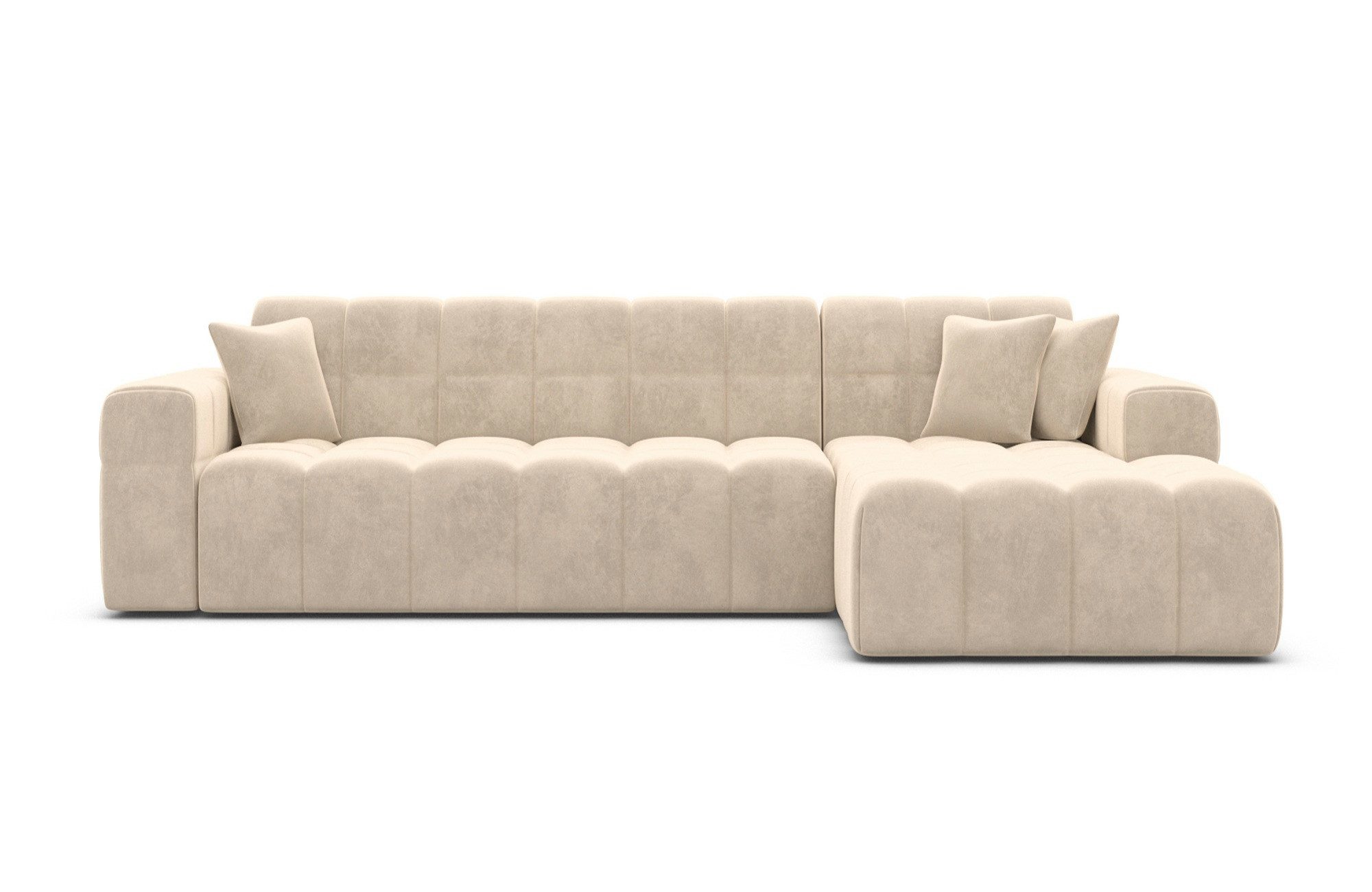 Sofa Dreams Ecksofa Ibiza L Form kurz Stoff, Ottomane - Ausrichtung wählbar 4-Sitzer Samtstoff Webstoff Couch
