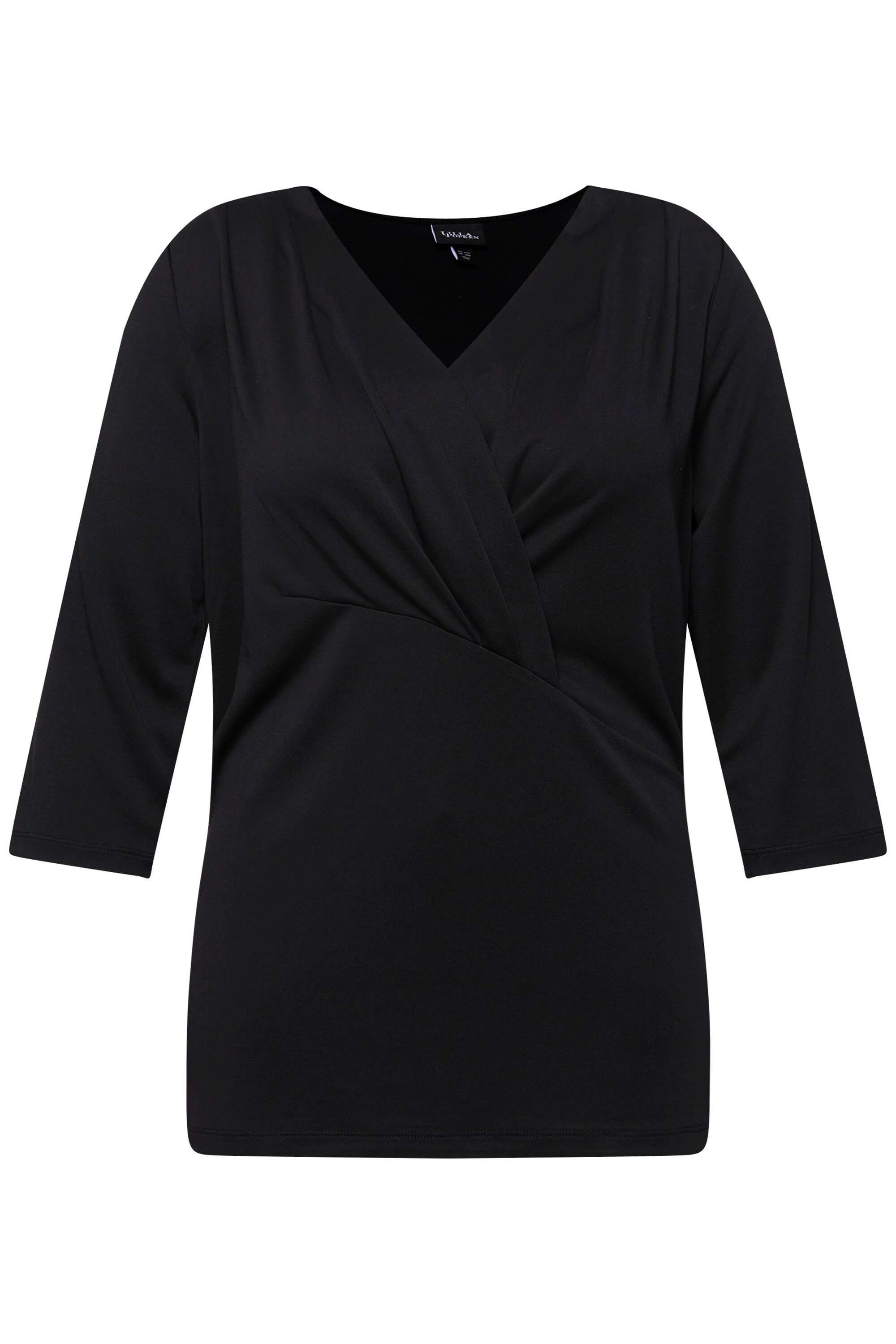 Ulla Popken T-Shirt Shirt Wickeloptik V-Ausschnitt 3/4-Arm Modalmix günstig online kaufen