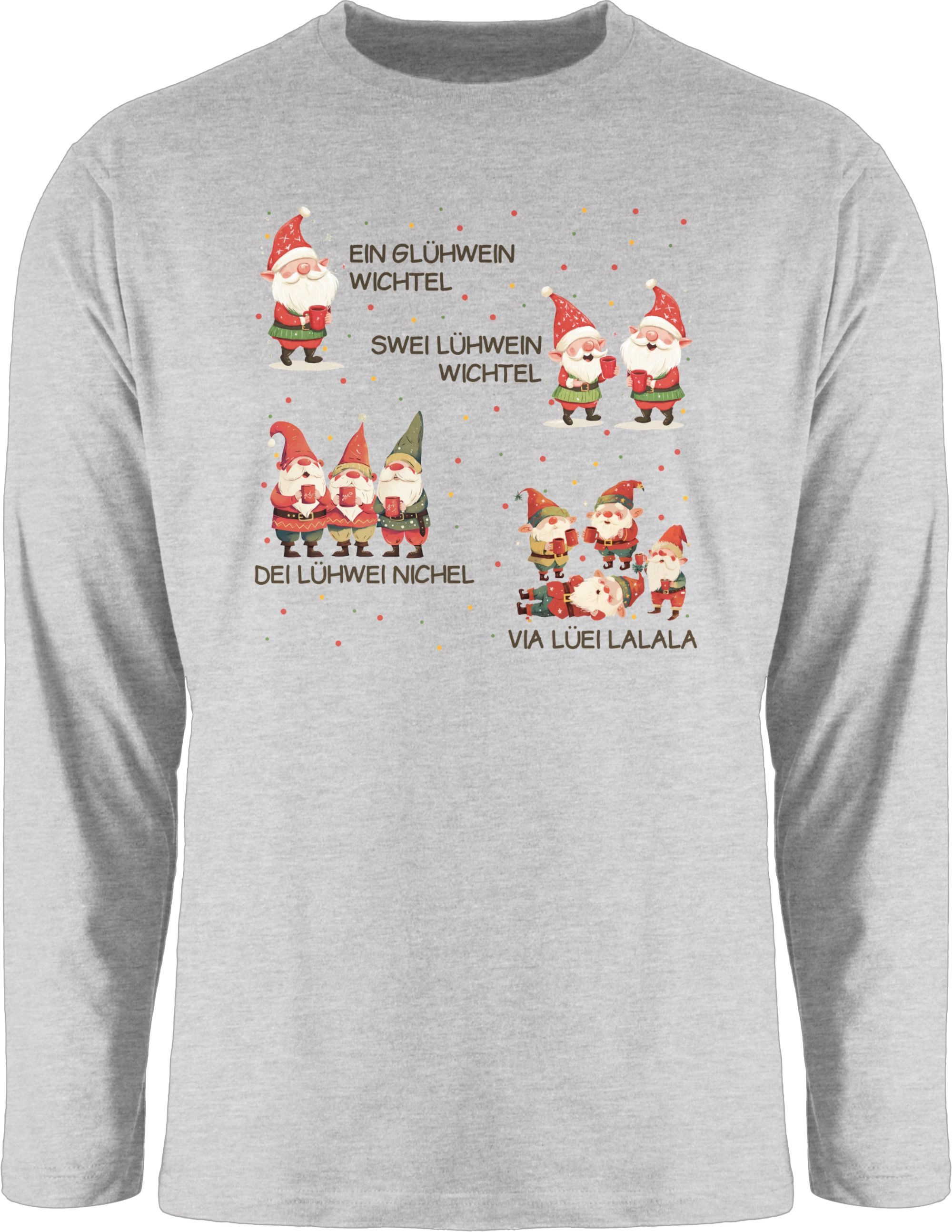 Rundhalsshirt Ein Glühwein Swei Glühwein, Wichtel, Weihnachten, Weihnachtsmarkt