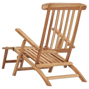 vidaXL Gartenlounge-Sessel 2er Set Liegestuhl mit Fußauflage Relaxstuhl mit Beistelltisch Teakhol