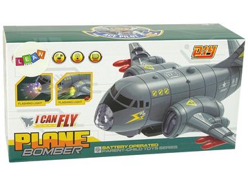 LEAN Toys Spielzeug-Flugzeug Transportflugzeug Sounds Bomber Armee Flugzeug Raketen Spielzeug Licht