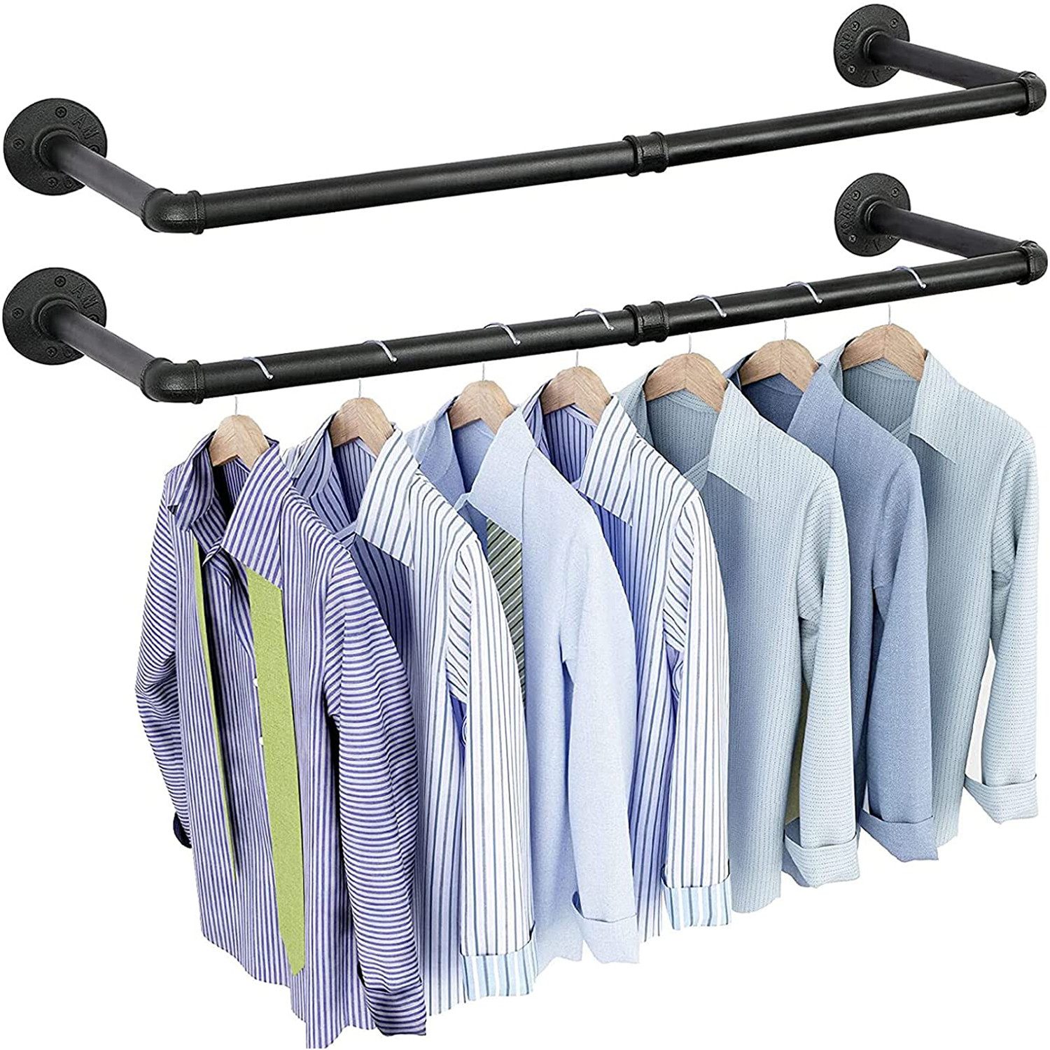 ToteBox Kleiderstange Vier Industrierohr Abnehmbare Platzsparend für Wohnzimmer Schlafzimmer (2 St)