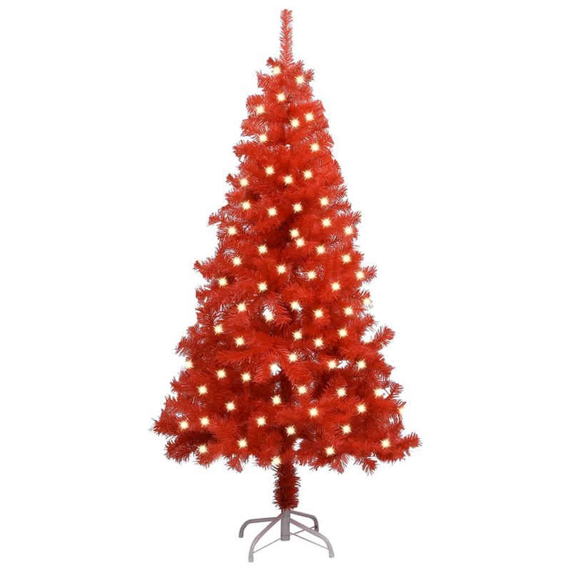 vidaXL Künstlicher Weihnachtsbaum Künstlicher Weihnachtsbaum mit LEDs & Ständer Rot 120 cm PVC
