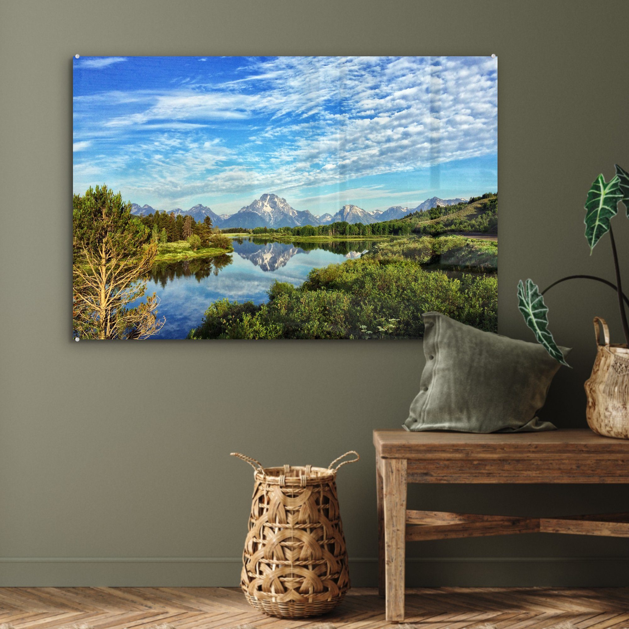 (1 MuchoWow Landschaft in Grüne & Acrylglasbild Schlafzimmer Wyoming, St), Acrylglasbilder Wohnzimmer