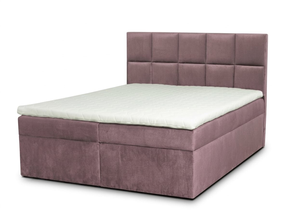 JVmoebel Boxspringbett Rosa Boxspringbett 180×200 Textilbett mit Matratze Stauraum und Topper, Made in Europa