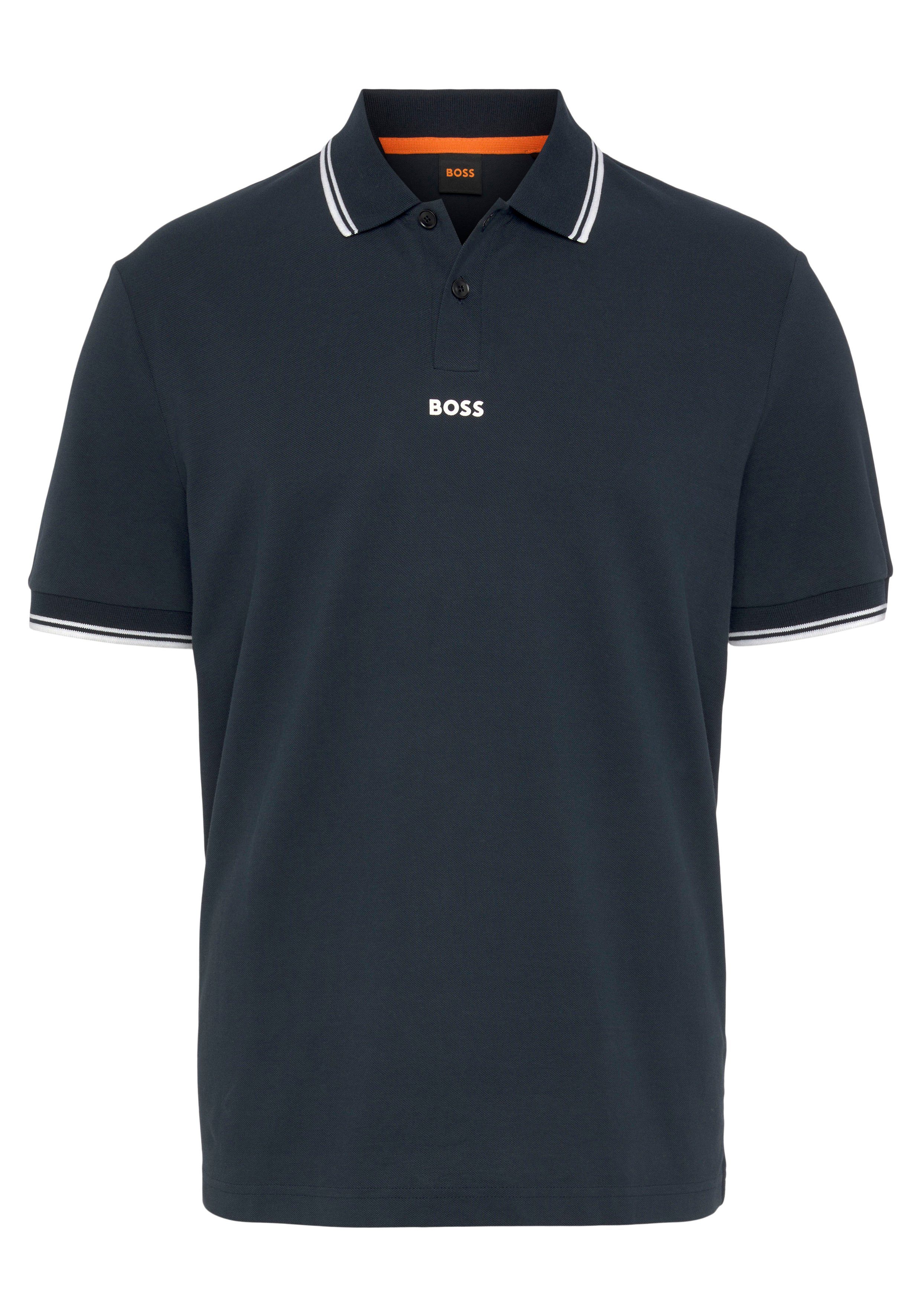 mit BOSS gedrucktem dunkelblau Poloshirt Logo PChup ORANGE