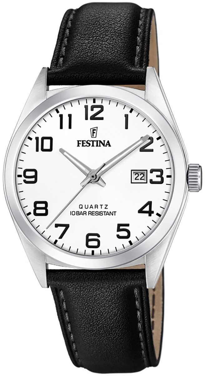 Festina Quarzuhr Festina Herren Uhr F20446/1 Quarz Leder, (Analoguhr), Herren Armbanduhr rund, Lederarmband schwarz