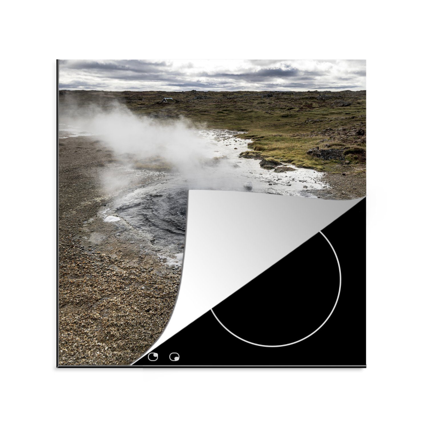 MuchoWow Herdblende-/Abdeckplatte Wärmequelle mit Warmwasser, Vinyl, (1 tlg), 78x78 cm, Ceranfeldabdeckung, Arbeitsplatte für küche
