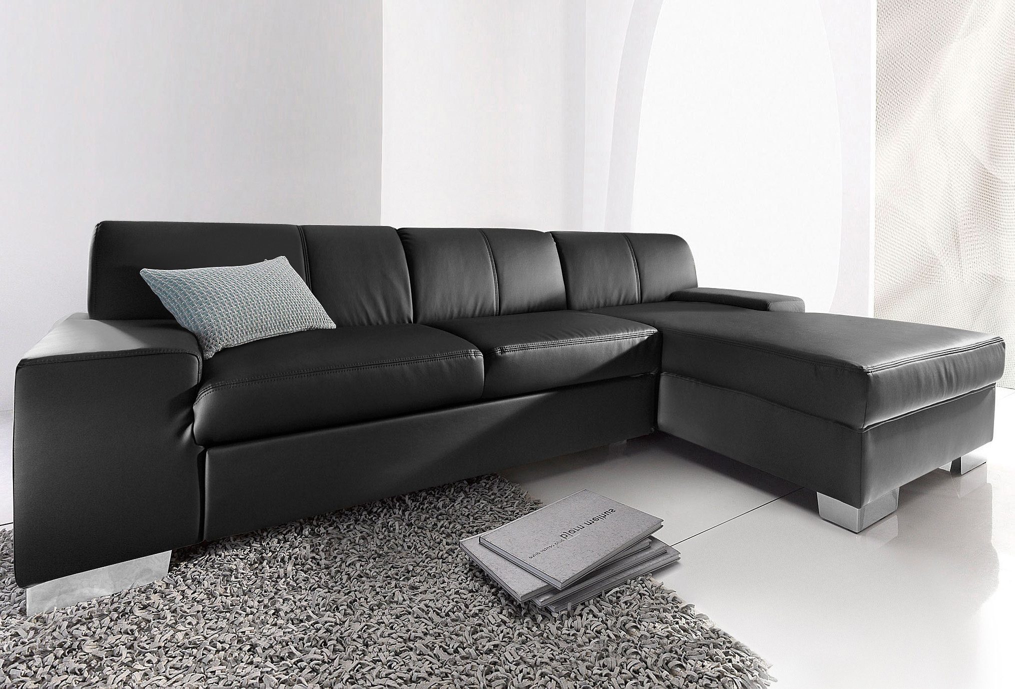 DOMO collection Ecksofa Star, zeitlose Formensprache, elegante Optik, Breite 248cm, L-Form, wahlweise mit Bettfunktion