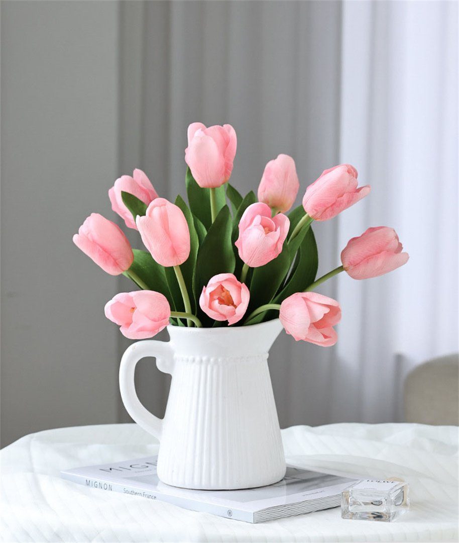 künstliche Basttulpen Blumen, Kunstblumenstrauß Stilvolle künstliche UG, Heimdekoration, L.Ru Tulpenblumen,