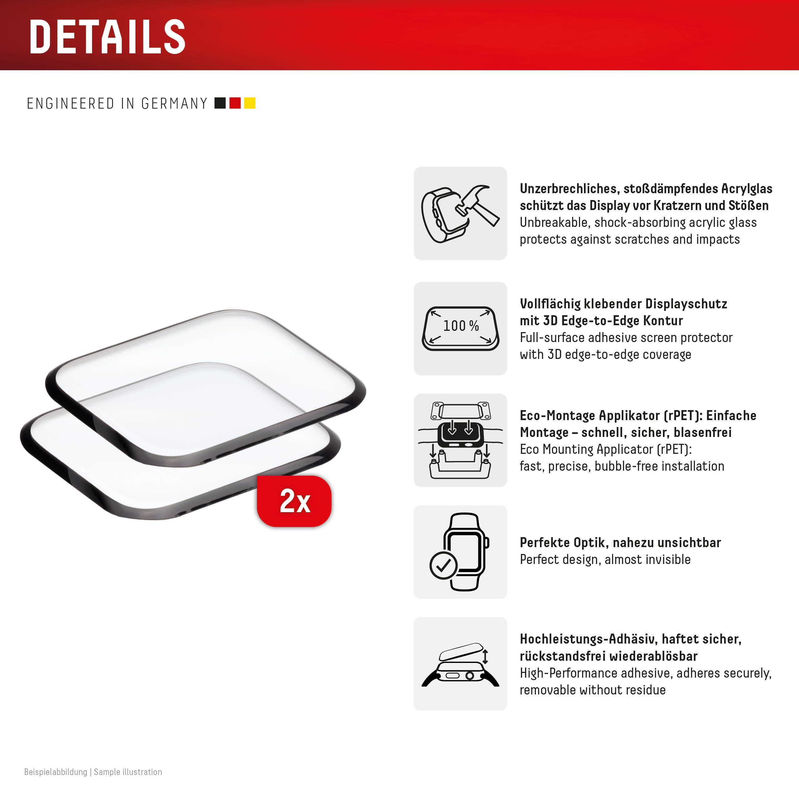 Displex Displayschutzglas Smartwatch Glass Unbreakable Protector Full Cover für Apple Watch Ultra 2 49 mm, Apple Watch Ultra 3 49 mm, Apple Watch Ultra 49 mm, P – Bild 2 von 5