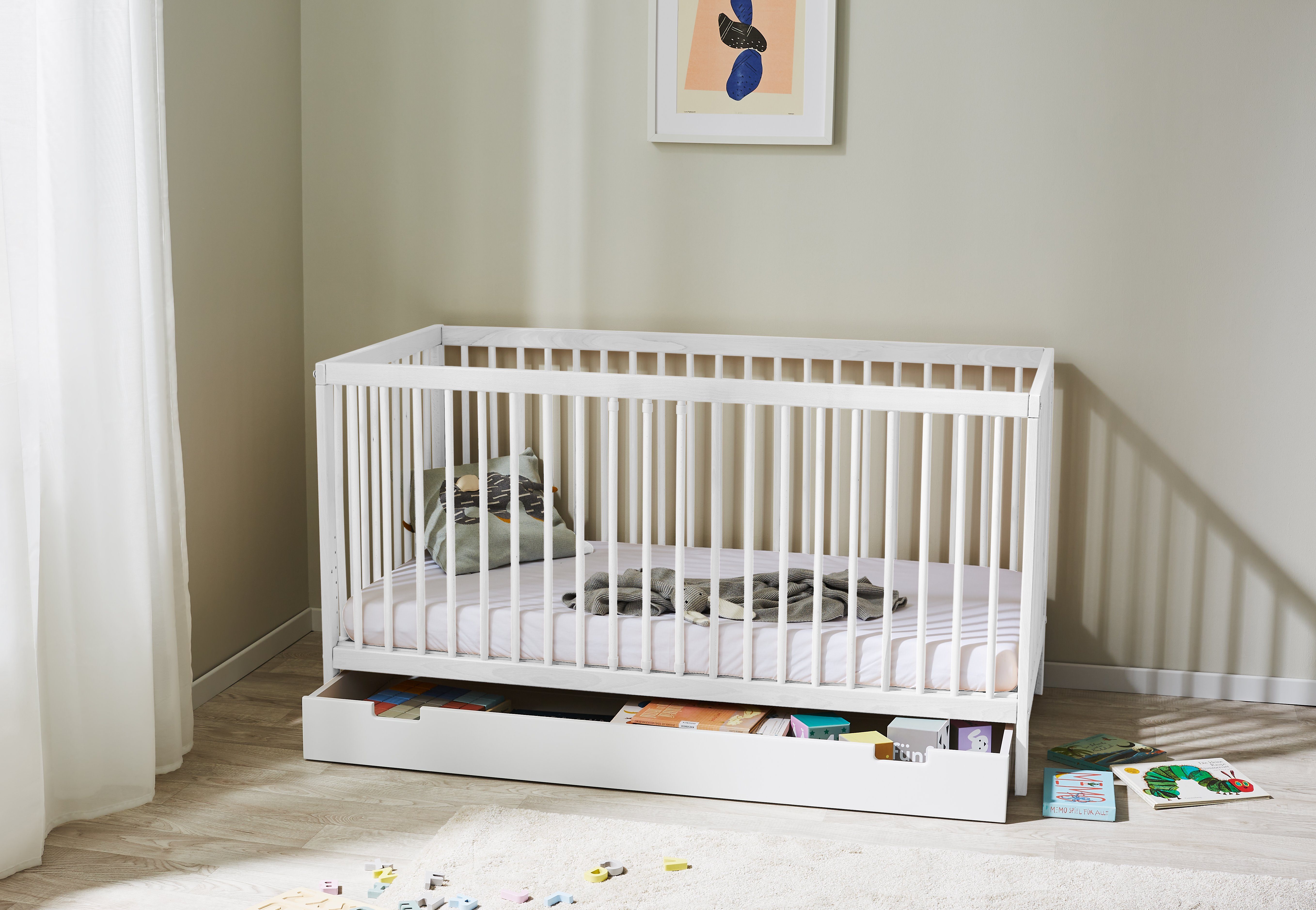 Babybett Kinderbett Gitterbett 60x120 und 70x140 cm höhenverstellbar
