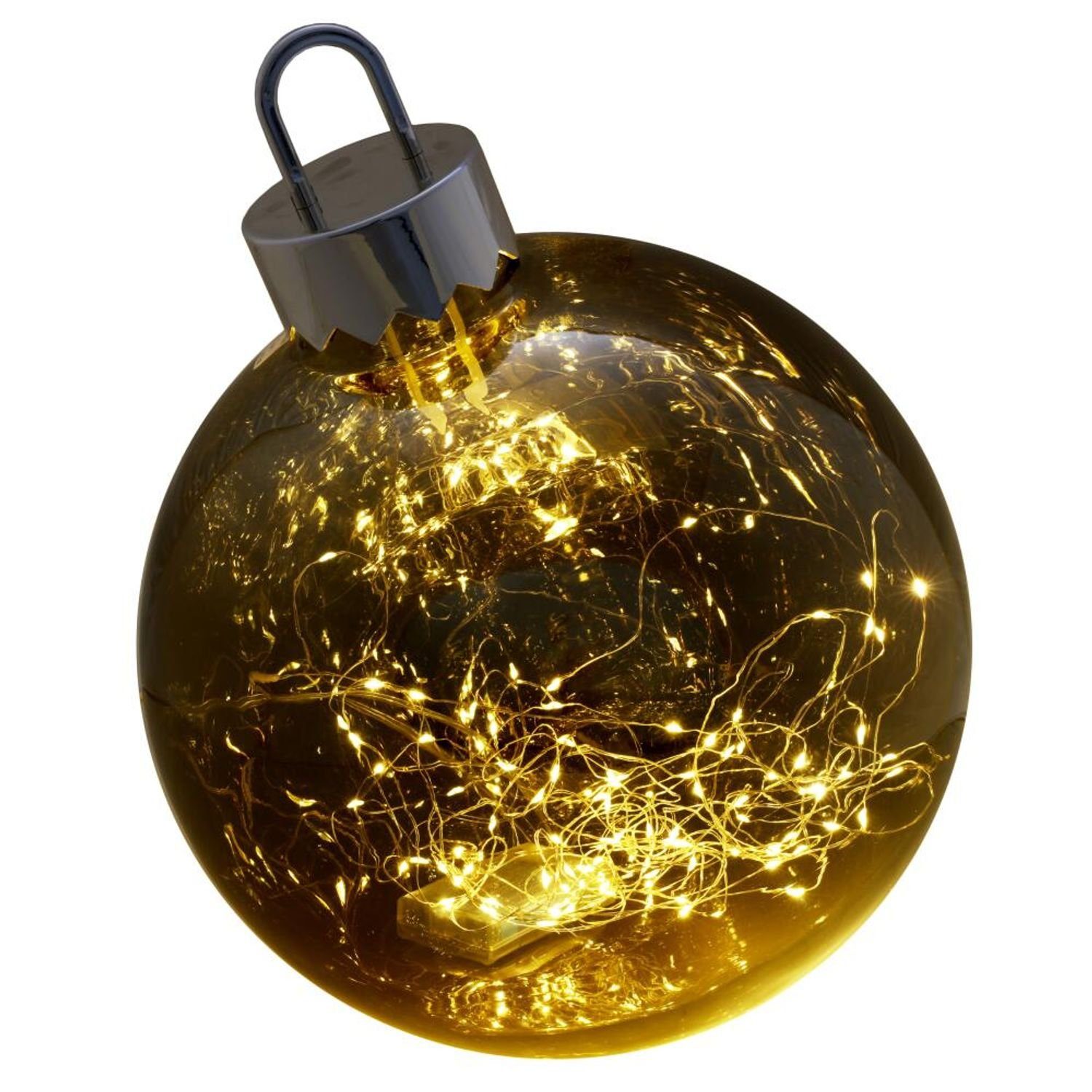 Christbaumschmuck BURI 2x Dek Weihnachtsbaumkugel Glaskugel mit Lichterkette Advent Weihnachten
