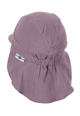 Sterntaler® Beanie Schirmmütze Nackenschutz uni (1-St) Schirmmütze Baby - Mütze mit Nackenschutz aus Musselin und UV-Schutze 50+ Kinderhut in Dunkelgrün, Hellblau, Hellrot oder Zartrosa - Baby Hut Jungs